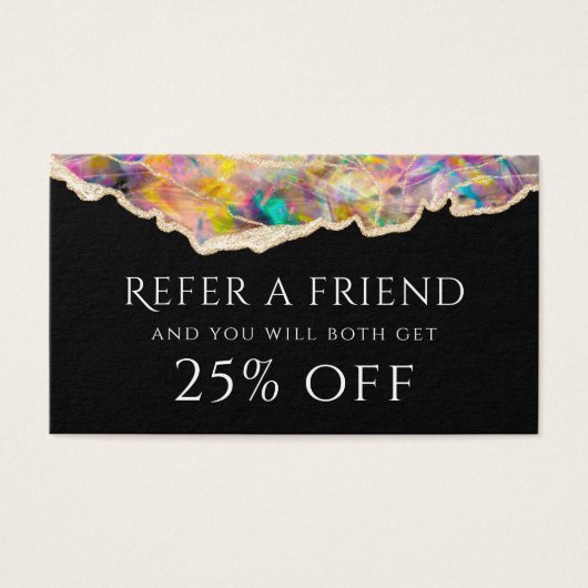 Opal over zwarte verwijzingsKaart Visitekaartje (Voorkant)