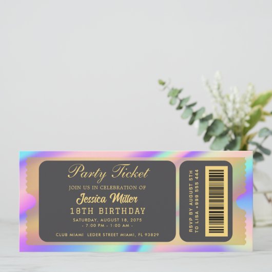 Opal Party Ticket Invitation Kaart (Staand voorkant)