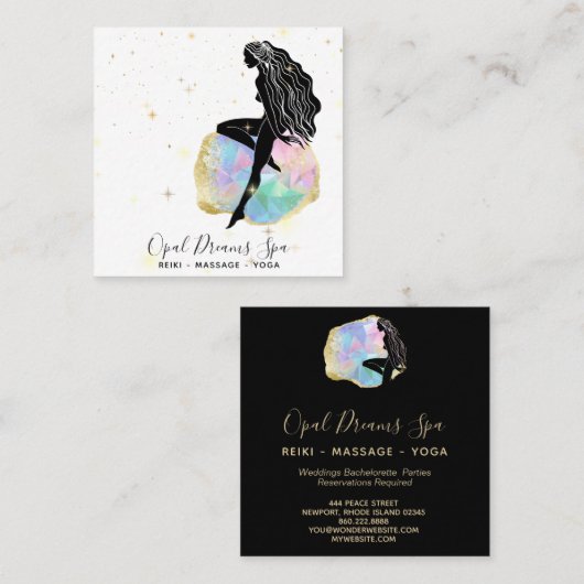 *~* Opal Rainbow Goddess Celestial Magical Vierkante Visitekaartje (Voorkant / Achterkant)