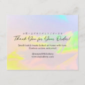 Opal Regenboog Script Brood Verzorgingsinstructies Bedankkaart (Achterkant)