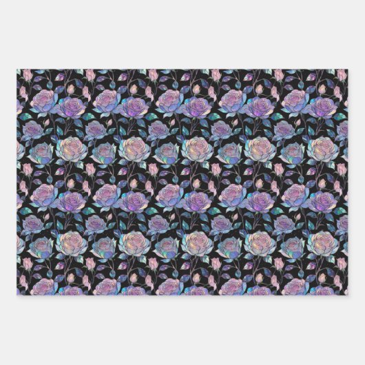 Opal Rozen Wrapping Paper Flat Sheet Set van 3 (Voorkant 2)