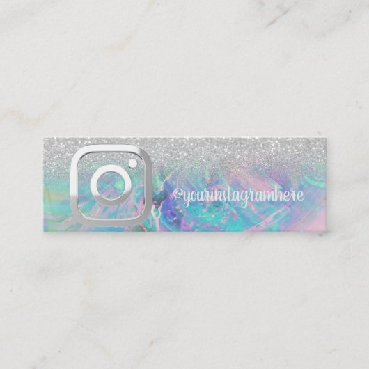 Opal Silver Bokeh Instagram Social Media Mini Visitekaartje (Voorkant)