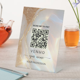 Opal steen goud venmo betaalcode QR-code Reclamebord Met Voetstuk