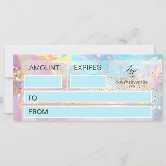 Opal steen iriserende Qr Code Cadeaubon (Achterkant)