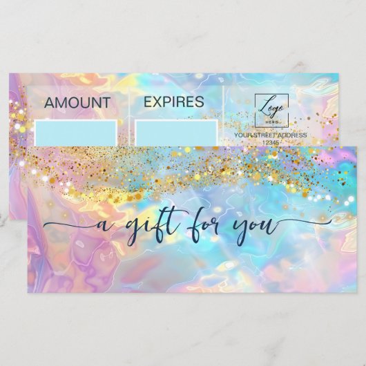 Opal steen iriserende Qr Code Cadeaubon (Voorkant / Achterkant)