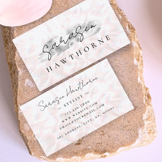 Opal Steen Zilveren Borstel Stroke Luxe Visitekaartje