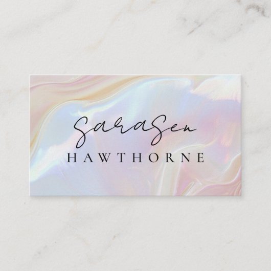 Opal Stone Elegant Luxe Script Naam Monogram Visitekaartje (Voorkant)