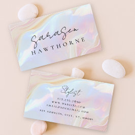 Opal Stone Elegant Luxe Script Naam Monogram Visitekaartje