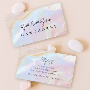 Opal Stone Elegant Luxe Script Naam Monogram Visitekaartje