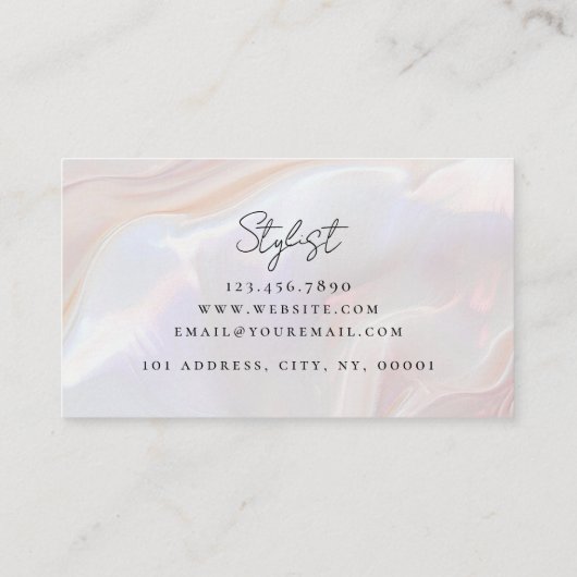 Opal Stone Elegant Luxe Script Naam Monogram Visitekaartje (Achterkant)