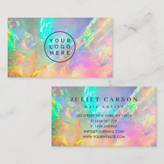 Opal Stone Glitter Feminine logo Visitekaartje (Voorkant / Achterkant)