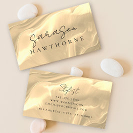 Opal Stone Gold Elegant Luxe Script Naam Visitekaartje