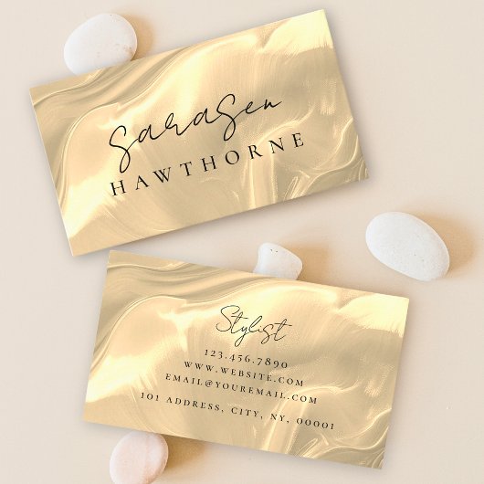 Opal Stone Gold Elegant Luxe Script Naam Visitekaartje