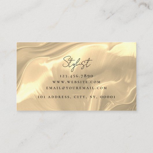 Opal Stone Gold Elegant Luxe Script Naam Visitekaartje (Achterkant)