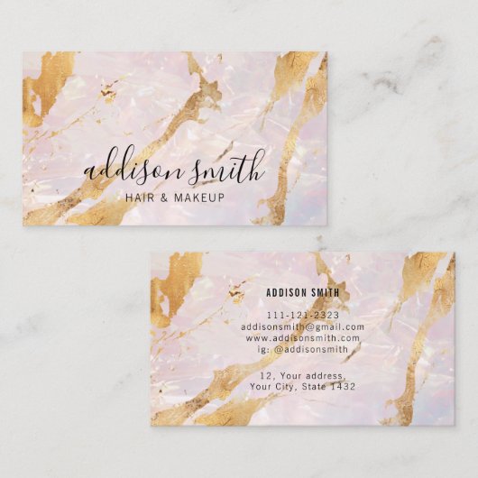 Opal Stone Gold Flux Holographic Visitekaartje (Voorkant / Achterkant)