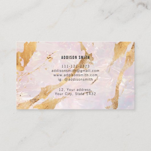 Opal Stone Gold Flux Holographic Visitekaartje (Achterkant)