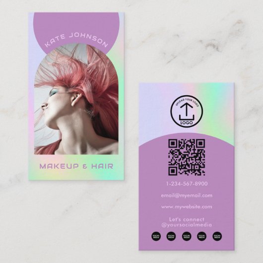 Opal Stone Make-up Haar Boog Foto QR Code Logo Visitekaartje (Voorkant / Achterkant)