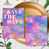 Opal Stone Minimalist Modern Wedding Save the Date Folie Uitnodiging