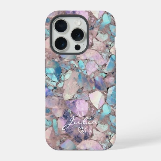 Opal Stone Pastel Shimmer Textuur Patroon iPhone Hoesje (Achterkant)