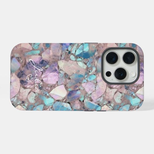 Opal Stone Pastel Shimmer Textuur Patroon iPhone iPhone Hoesje (Achterkant horizontaal)