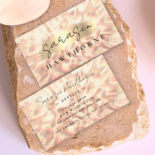 Opal Stone Roos Gold Brush Stroke Luxury Visitekaartje