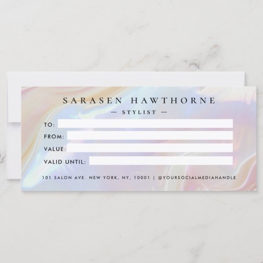 Opal Stone Shell Achtergrond Cadeaubon Kaart (Achterkant)