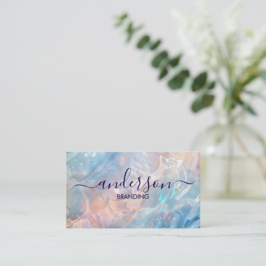 Opal Stone texture Logo QR Code Business Card Visitekaartje (Staand voorkant)