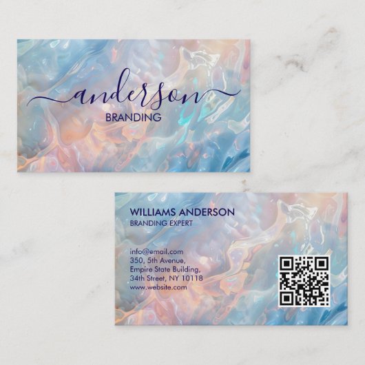 Opal Stone texture Logo QR Code Business Card Visitekaartje (Voorkant / Achterkant)