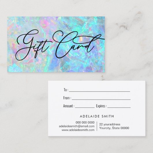 Opal textuur foto cadeaubon visitekaartje (Voorkant / Achterkant)