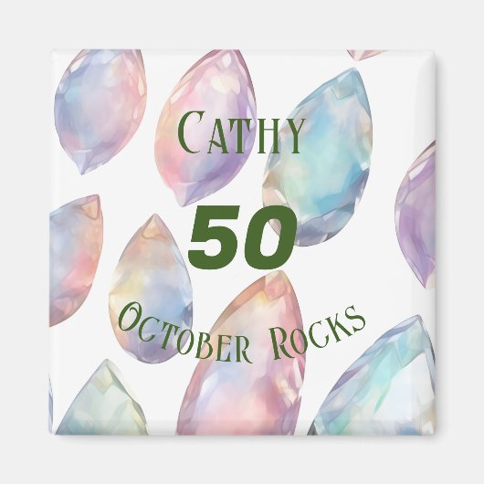 Opal-thema oktober Verjaardag Jubileum Custom Magneet (Voorkant)