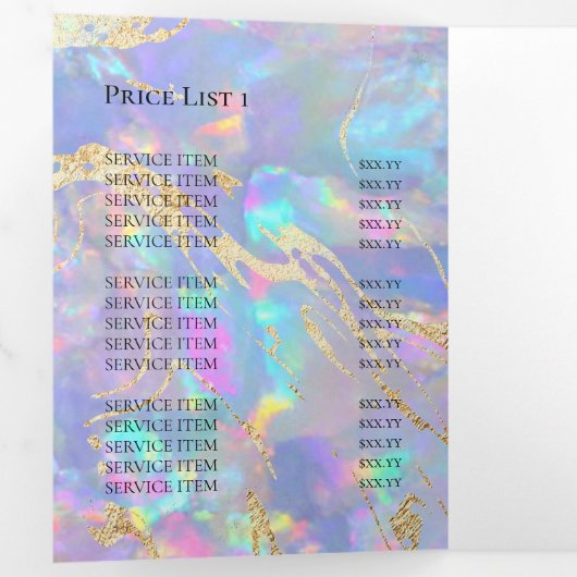 Opal Tri-Fold Brochure Drieluik Uitnodiging (Binnenzijde eerst)