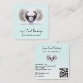 *~* Opal Twee Hart QR Engel Vleugels AP78 Aqua Vierkante Visitekaartje (Voorkant / Achterkant)