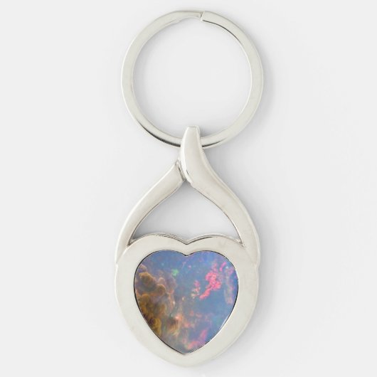 Opal Twisted Heart Metal Sleutelhanger (Voorkant)