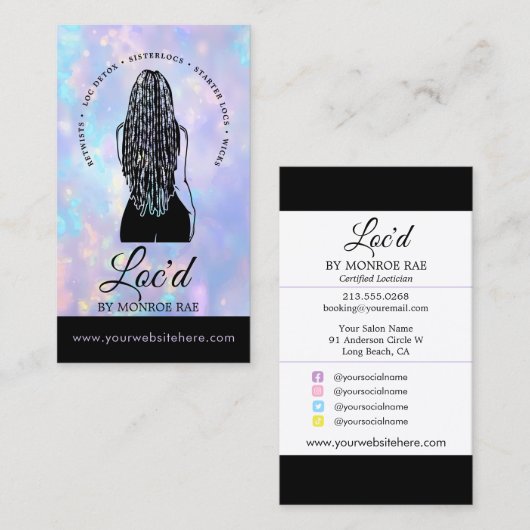 Opal van Loctitian & Loc Stylist Beauty Salon Visitekaartje (Voorkant / Achterkant)
