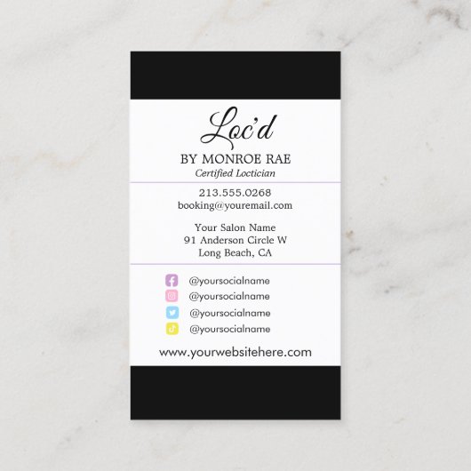 Opal van Loctitian & Loc Stylist Beauty Salon Visitekaartje (Achterkant)