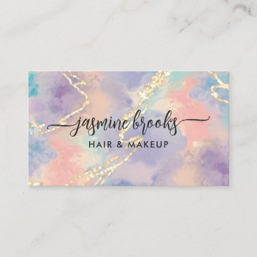 Opal Waterverf Gold Glitter Visitekaartje (Voorkant)