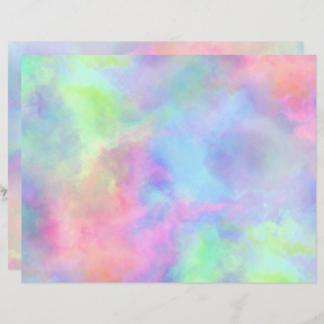 Opal waterverf splash: Papierblad (Voorkant / Achterkant)