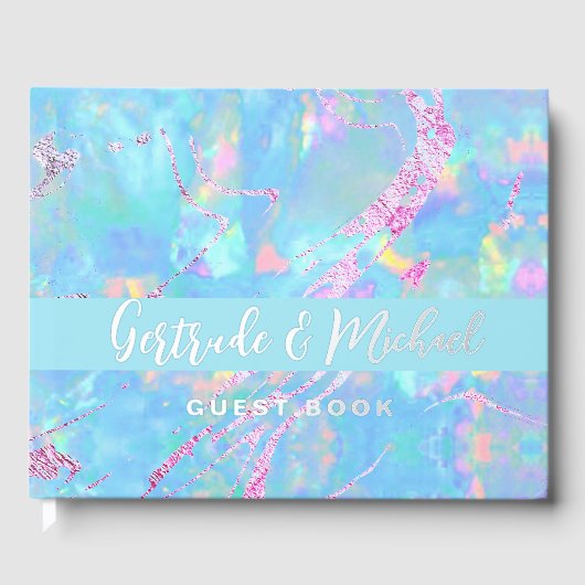 Opale achtergrond bruiloft gastenboek (Voorkant)