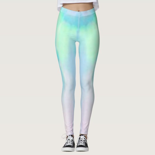 Opale roze en blauwe gemstone yoga werkout modern leggings (Voorkant)