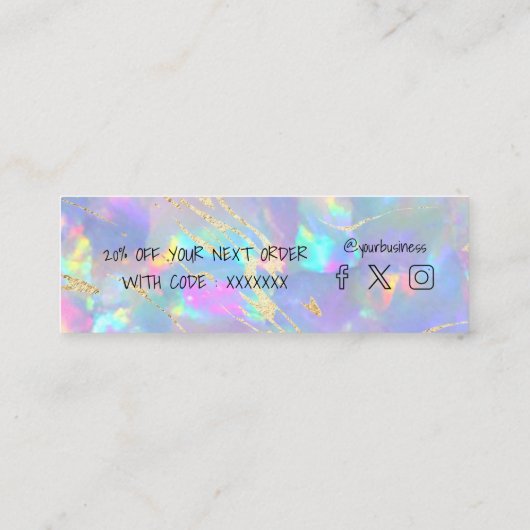 Opale steen Dank u mini visitekaartje (Achterkant)