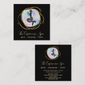 *~* Opale Waterverf Capricorn Goddess Mermaid Gold Vierkante Visitekaartje (Voorkant / Achterkant)
