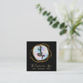 *~* Opale Waterverf Capricorn Goddess Mermaid Gold Vierkante Visitekaartje (Staand voorkant)