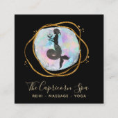 *~* Opale Waterverf Capricorn Goddess Mermaid Gold Vierkante Visitekaartje (Voorkant)