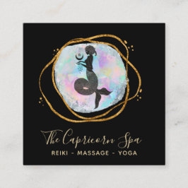 *~* Opale Waterverf Capricorn Goddess Mermaid Gold Vierkante Visitekaartje