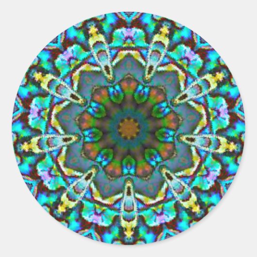 Opalescent Beauty Fractal Ronde Sticker (Voorkant)