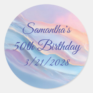 Opalescent Gemstone Art 50th Birthday Ronde Sticker