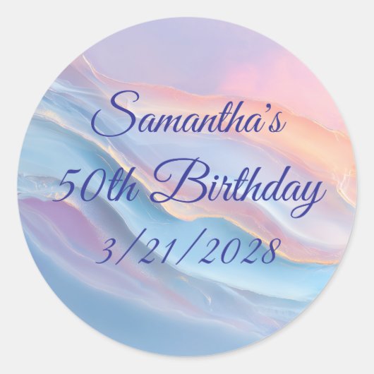 Opalescent Gemstone Art 50th Birthday Ronde Sticker (Voorkant)