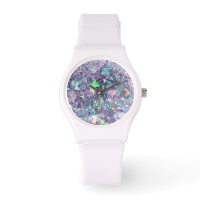 Opalescent Geode Crystal - Paars/blauw, Horloge (Voorkant)