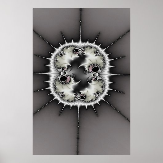 Opalescent Gray en White Fractal Starburst Poster (Voorkant)