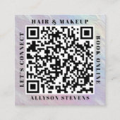 Opalescent Parel QR Code Haar Make-up Kunstenaar Vierkante Visitekaartje (Voorkant)